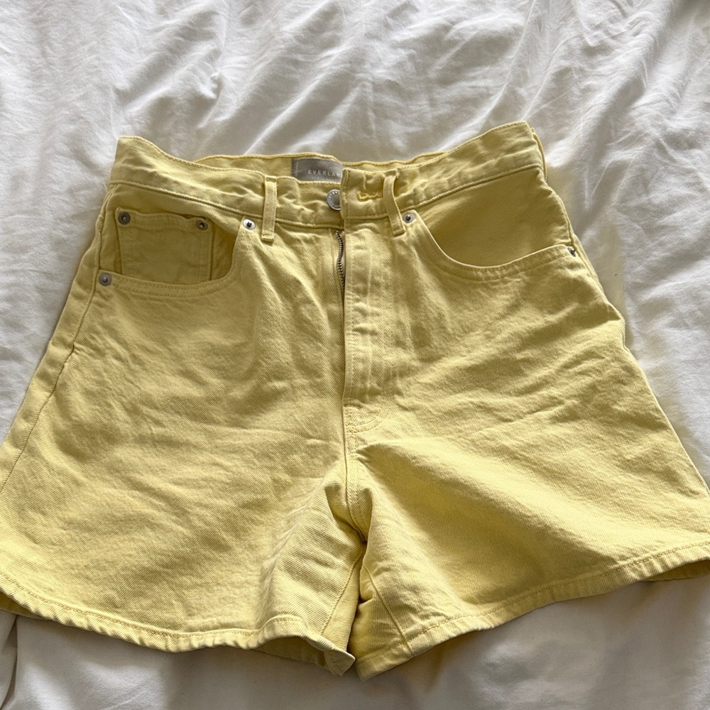 Yellow Denim Shorts High Waisted Everlane